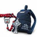 Terço São Carlo Acutis Vermelho com Mochila