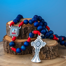 Terço São Carlo Acutis Azul/Vermelho